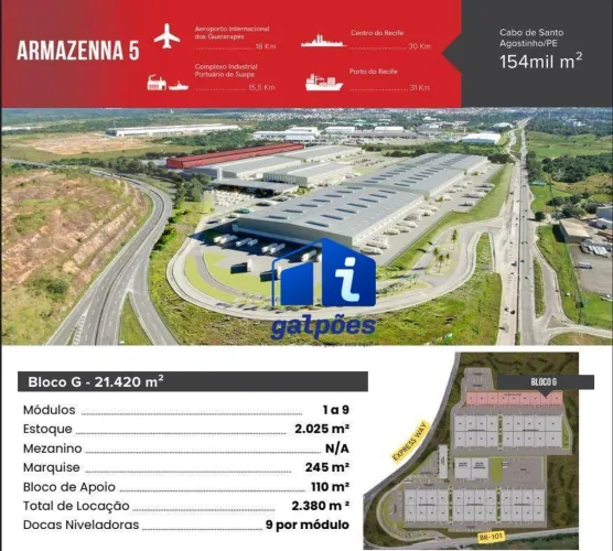 Galpão para Locação com 9.520 m² | Condomínio Logístico | Cabo de Santo Agostinho - PE