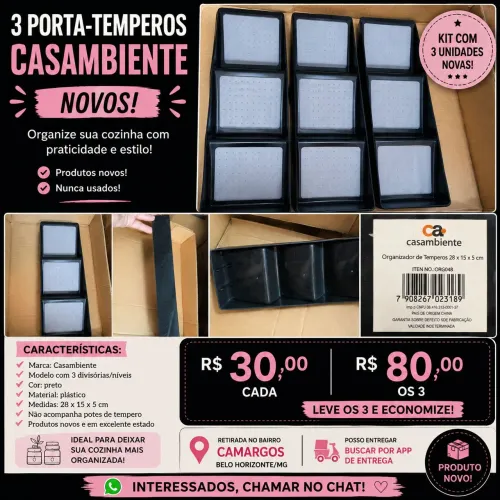 3 porta temperos para organizar