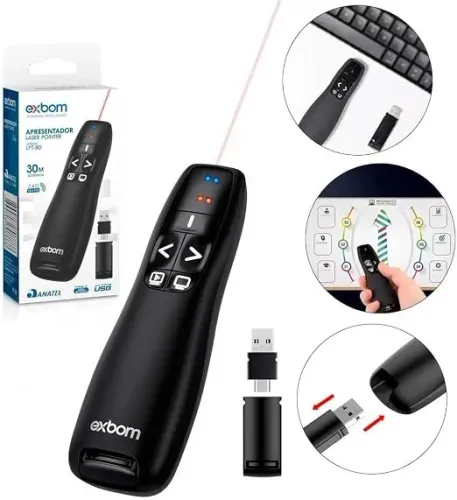 Apresentador Slide Laser Controle Sem Fio Apontador PowerPoint Caneta Passador de Slides M
