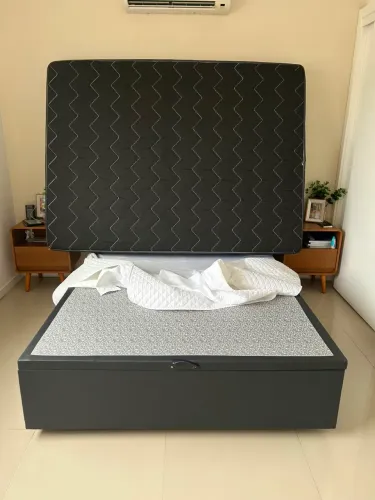 Conjunto Box Casal Ortobom Pampa Superpocket + Base Baú