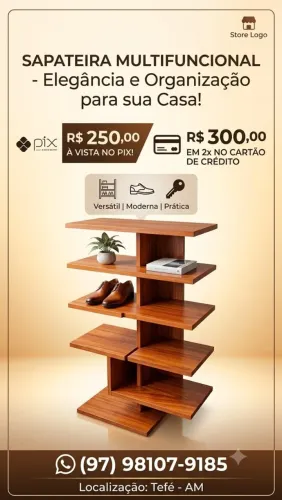 Sapateira em Madeira Maciça