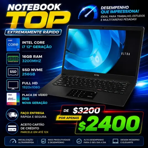 Notebook i7 12Ger/ 16GB/ SSD Nvme Ultra Rápido entewgo parcelo leia