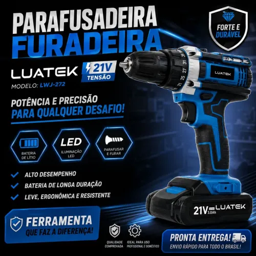 Parafusadeira/Furadeira Sem Fio 21V BATERIA