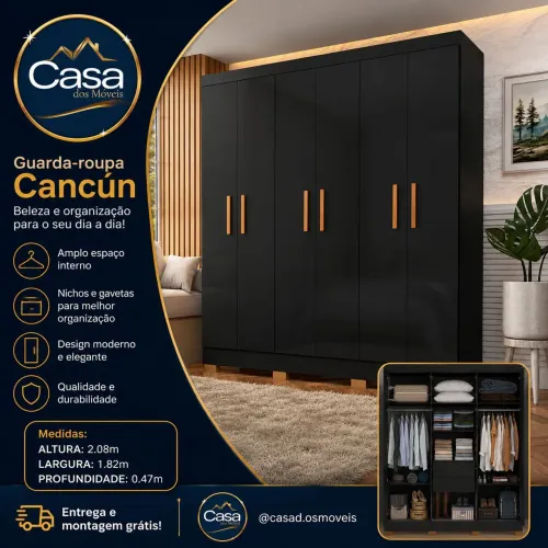 Guarda roupa Cancún - Preto