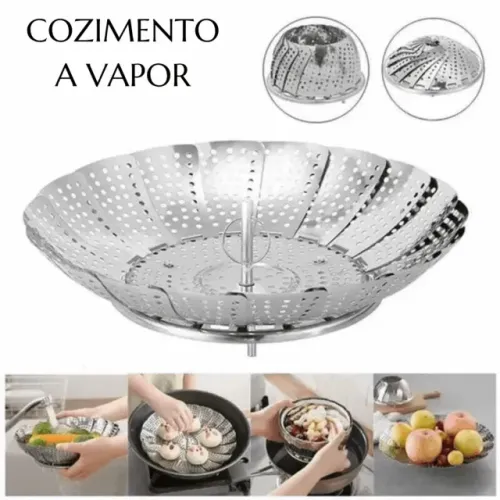 Cesto de Cozimento Vapor Legumes Multiuso Inox Panela Vaporeira _ CS386  