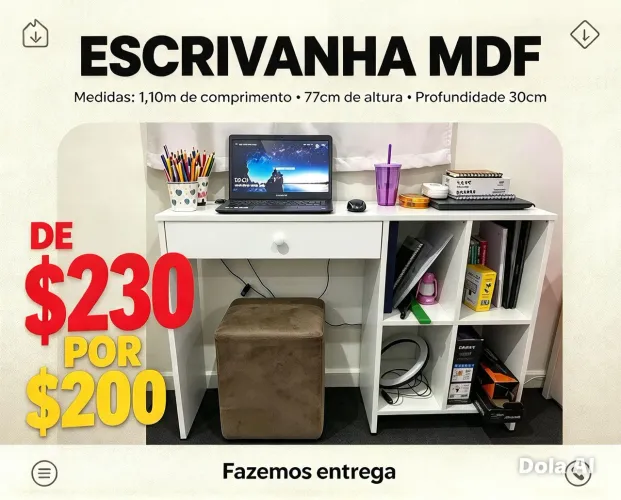 Mesa de Estudo Escritório com Gaveta