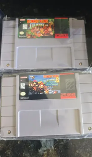 Donkey Kong 1 e donkey Kong 3 originais super nintendo mint sem detalhes
