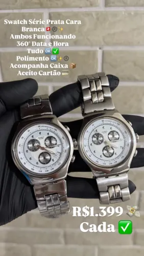 Swatch Cara Branca Série Prata