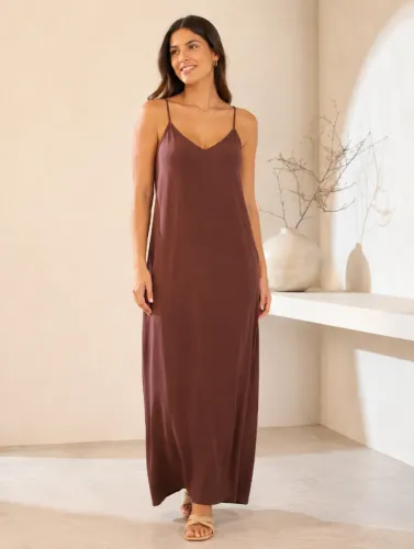 Vestido longo marrom NOVO com etiqueta | Tam 42 | Elegante e confortável