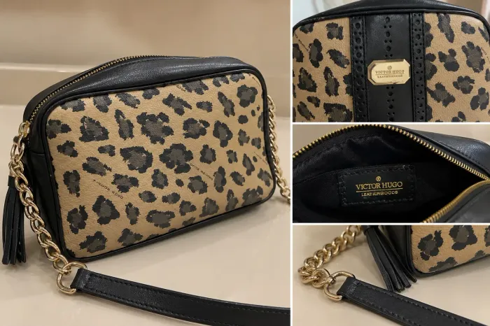 Bolsa Victor Hugo Transversal Animal Print Oncinha Preta
