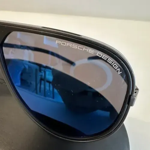 Óculos Porsche Original lente azul espelhada com estojo