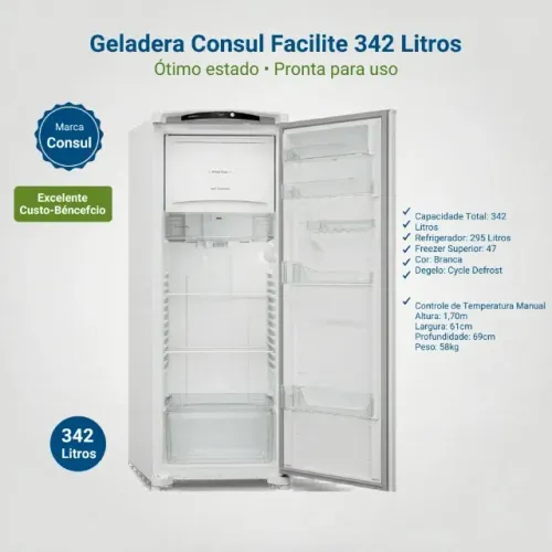 Geladeira Consul Facilite CRB39 - 342 Litros - Ótimo Estado