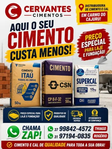 Cimento e Cal em Carmo do Cajuru