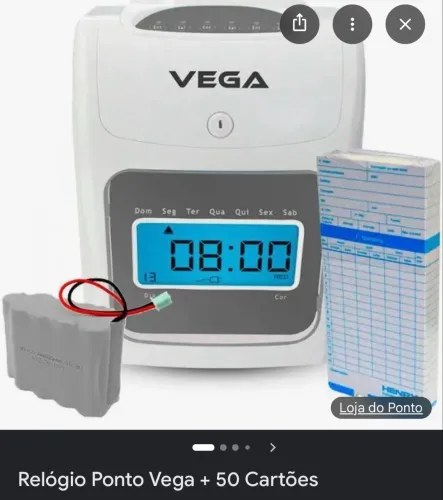 Relógio de bater ponto cartão Vega