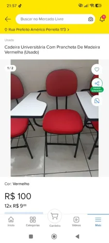 Cadeiras universitária com porta livros