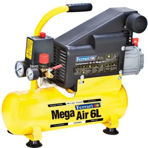 Compressor de Ar Mega Air 1HP 5,3 PCM 6 Litros 110/220V