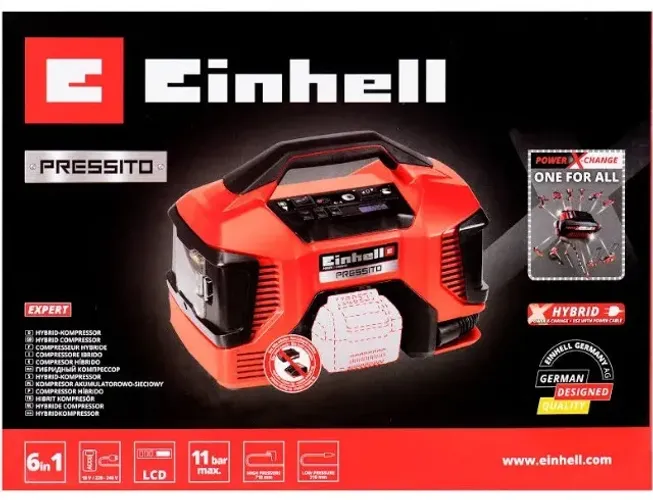 Compressor ar pressito hibrido com bateria de 18v-2.5ah ( Einhell )