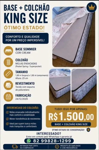 VENDO CAMA KING SIZE ORTOBOM