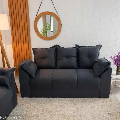 Sofá 3 Lugares Petra 1.70m Veludinho Chumbo Frete Grátis - Até 12x S/ Juros