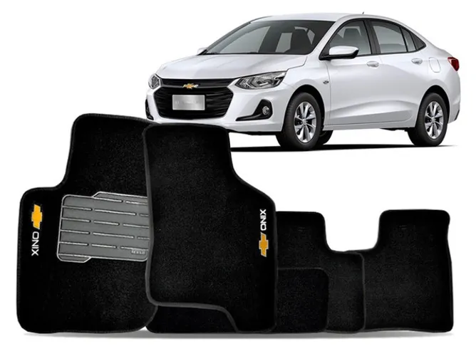 Tapete Novo Onix 2020/. Carpete Preto 5 Peças Personalizado