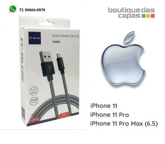 Cabo USB 2.0 Nylon iPhone 6 7 8 X 11 12120L it-blue 2 metros lançamento !!