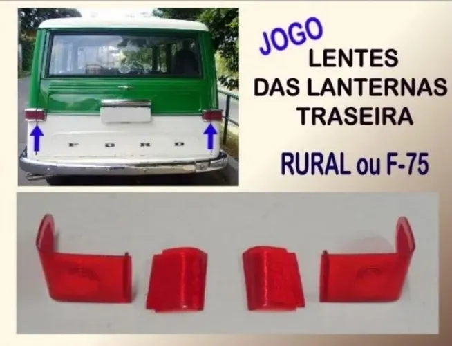 Lente Lanterna Traseira Rural E F-75 60 À 82 Vermelha - Jogo