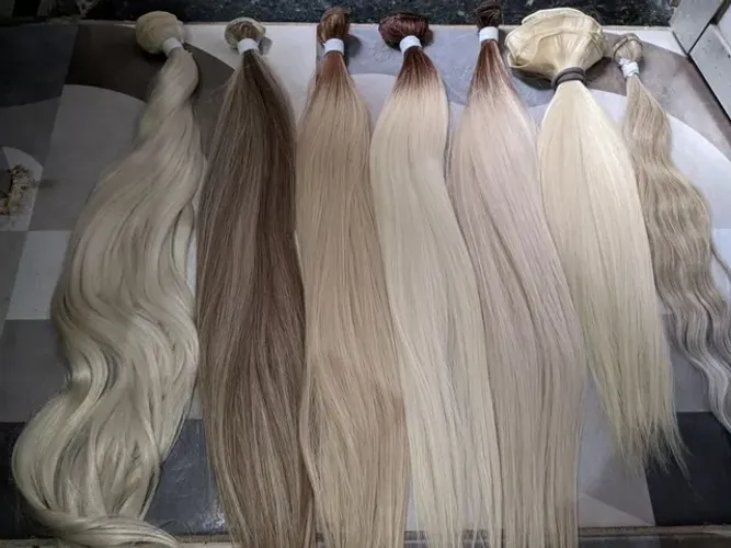 Cabelos humanizados na tela mega hair iluminada, Loiro, Preto, Mechas, 100% realistas 