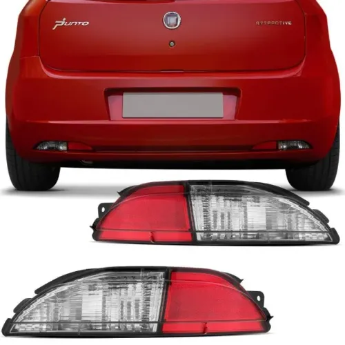 Lanterna Parachoque Fiat Punto 2008 à 2012 - Traseiro Bicolor - Ré Cristal / Refletiva