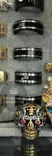 Alianças montblanc preta o par banho de ouro branco