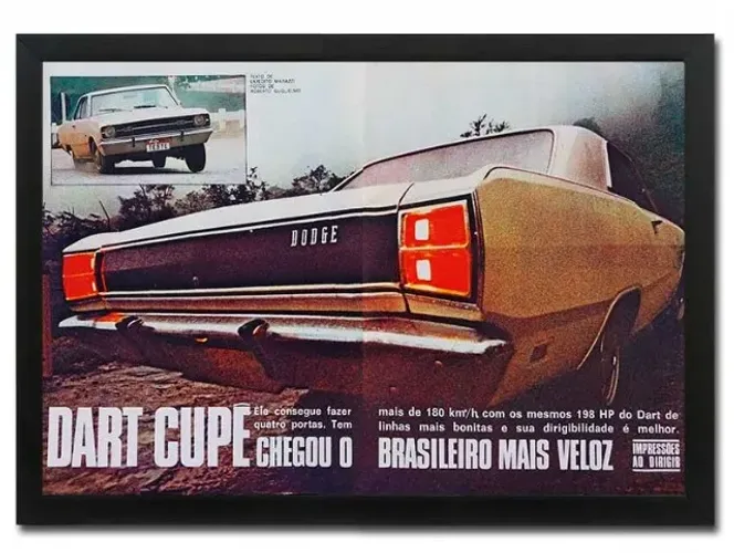 Quadro decorativo Dodge Dart 1971 - matéria original de revista