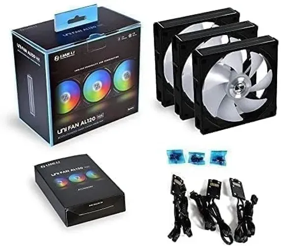 Kit 3 Fan Gamer Lian Li Uni Al Al120 Black 3x120mm Pwm Argb