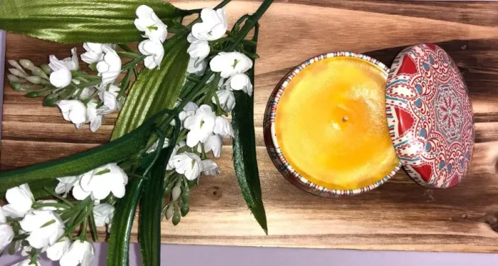 Vela na Latinha Aromática/Perfumada - Aroma Pêssego