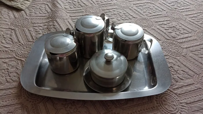 Conjunto de Açucar e Leiteira em Inox