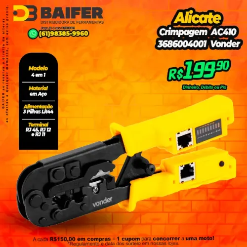 Alicate Crimpagem 4 em 1 AC410  * Vonder