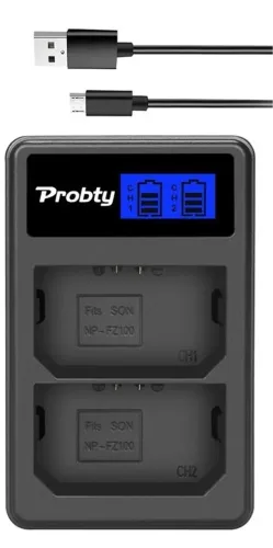Carregador Fz100 Duplo Digital Probty Sony A6700 Fx30 A7Iii A9S A7Iv A7Cii A6600 A9R