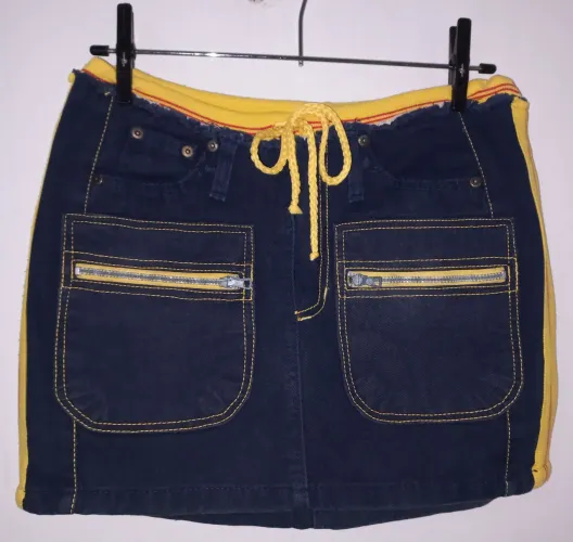 Saia Jeans com Detalhes Amarelos