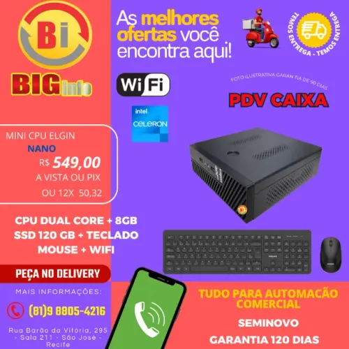 Mini Pc PDV Intel Dual Core, 8gb Ddr3, Ssd 128gb, Windows 10, Hdmi - Garantia 