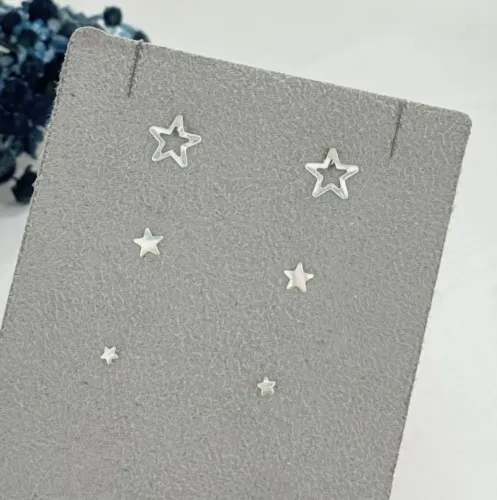 Trio de brincos estrela Prata 925 legítima 