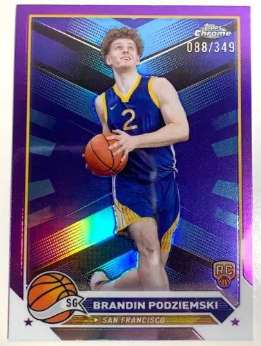 Brandin Podziemski Rookie Numerado /349 Paralelo Pink Refractors Card NBA Basquete