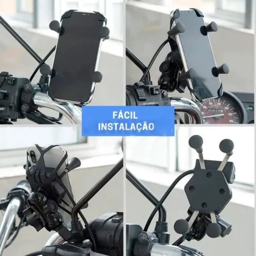 Suporte para Celular de Moto com carregador 12v - Instalação Fácil