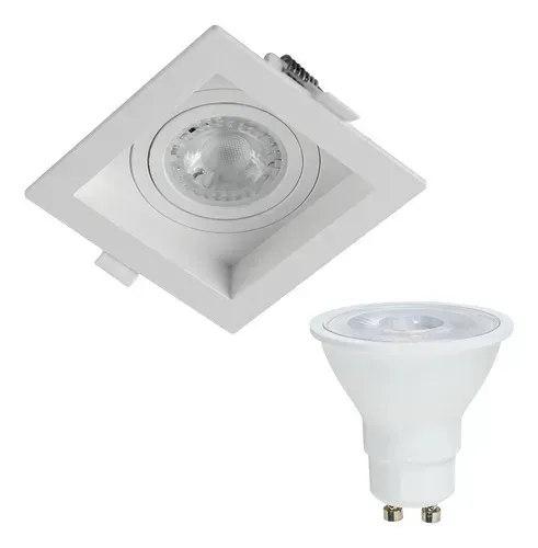 SPOT RECUADO MR16 + LAMPADA 7W MR16 - COMPLETO (NOVO)