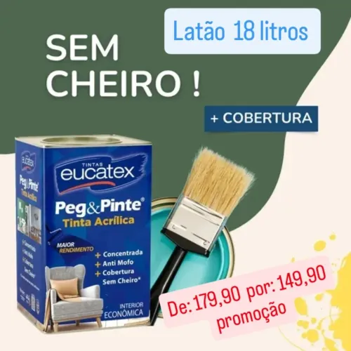 Tinta Acrílica Eucatex 18 litros Peg & Pinte - 18 Litros  + concentrada com antimofo 