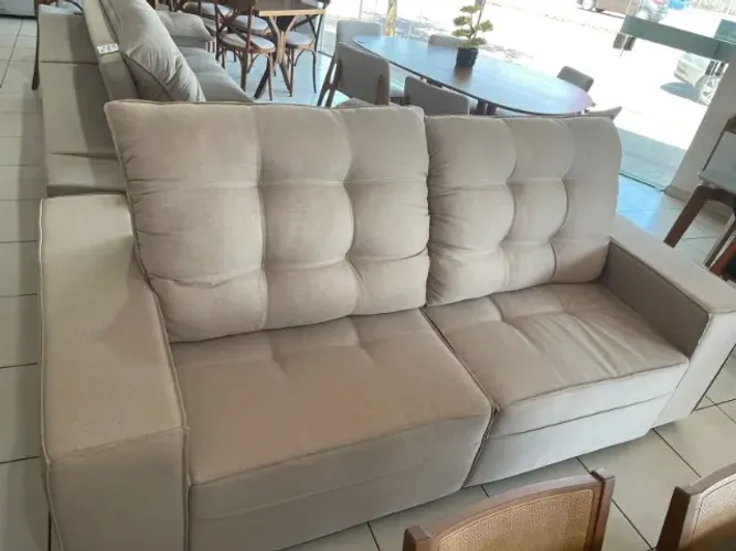 SOFÁ 2.50 MT RETRATIL E RECLINAVEL EM LINHO OFERTA ESPECIAL