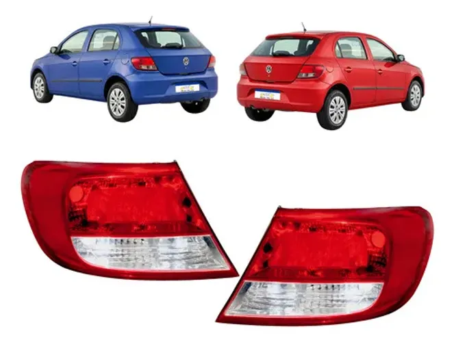 Par Lanterna Vw Gol G5 2009 2010 2011 2012 Cristal Ambos Lados Vermelho