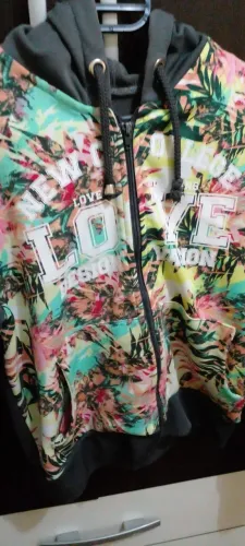Blusa de Moletom Floral com Capuz