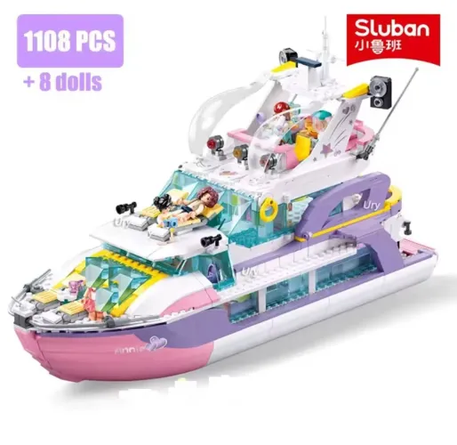 BRINQUEDO PARA MENINA IATE DAS AMIGAS PARA MONTAR COM 1108 PEÇAS MARCA SLUBAN