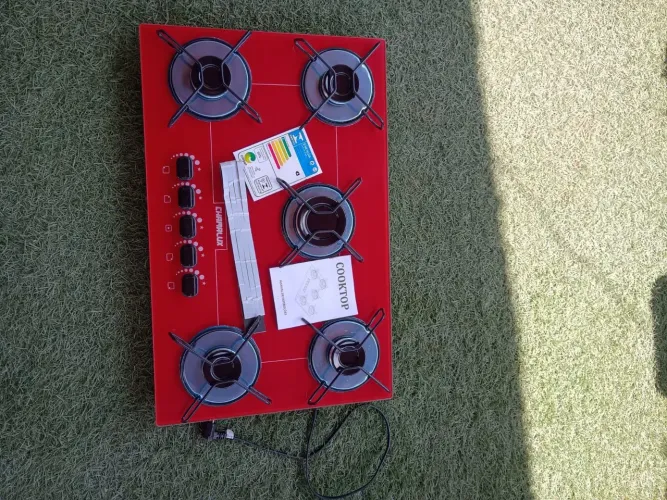 Fogão coocktop vermelho 5 bocas