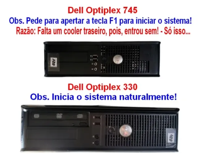 2 PC's Dell Funcionando - Optiplex 330 e Optiplex 745 - Gentileza leia toda descrição!