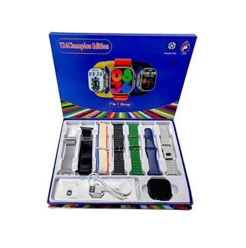 Smartwatch 49mm 7 Pulseiras Champion T24 Bluetooth Chamadas e Monitor Cardíaco