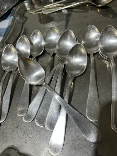 Jogo Completo com 12 Colheres Antigas de Coleção - Prata Grade A